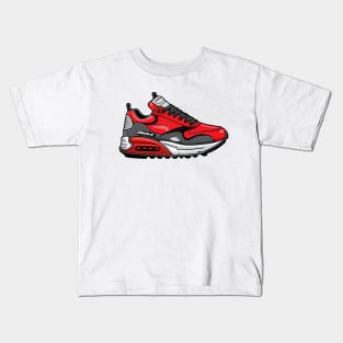Make a Sustainable Statement with Greenbubble's Cartoon High Sneaker Design in red Kids T-Shirt